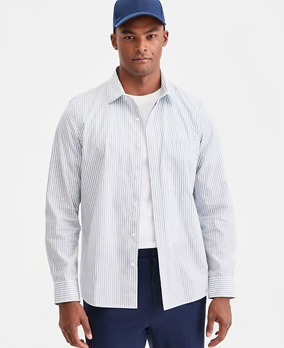 Alfani Men's Cotton Striped One-Pocket Regular-Fit Shirt, Macy's Exclusive