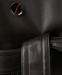 Mango Women's Faux-Leather Lapels Maxi Jacket