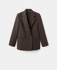 Mango Women's Double-Breasted Check Suit Jacket