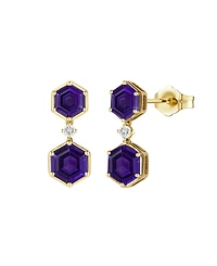 Macy's Amethyst (3.5 ct. t.w.) and Lab-Grown White Sapphire (0.06 Earrings Sterling Silver (Also Available Multi-Stones)