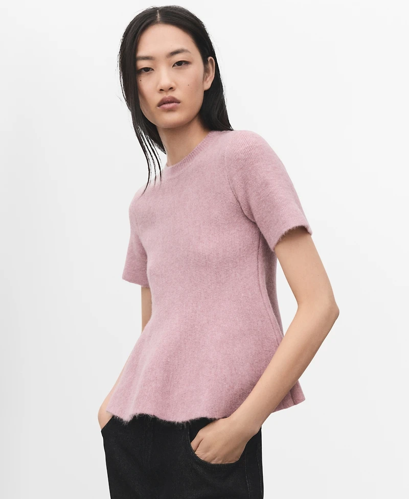 Mango Women's Short-Sleeved Peplum Top