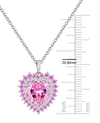 Macy's Lab-Grown Ruby and White Sapphire Heart Pendant Necklace 14k Gold Sterling Silver (Also Available Pink Sapphire)