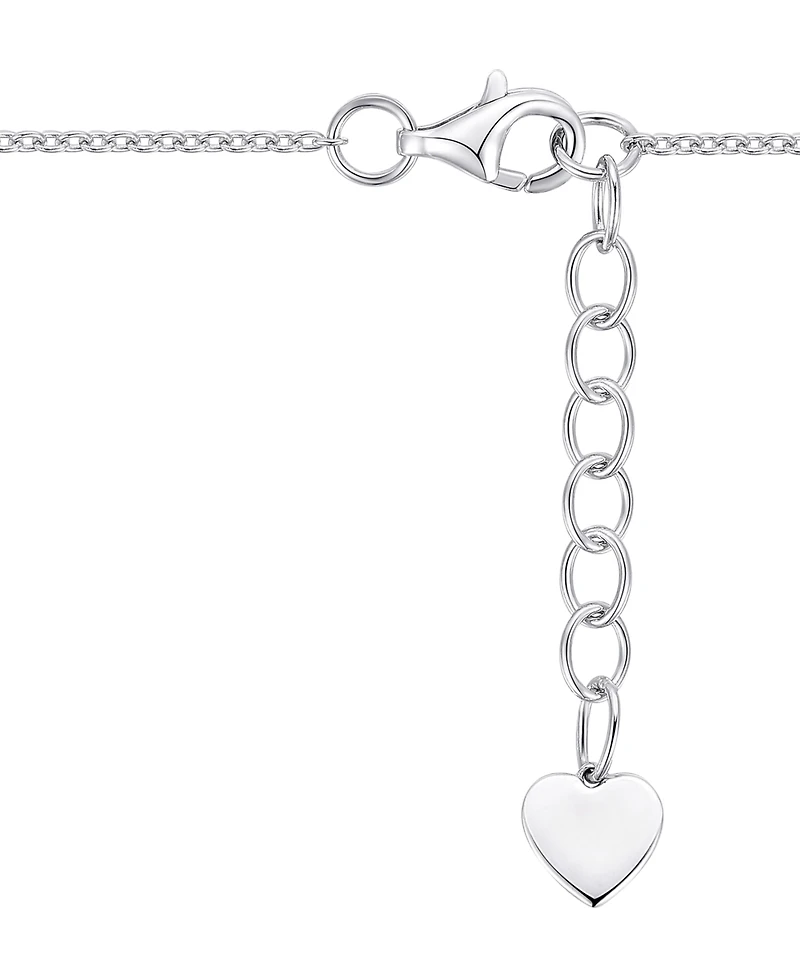 Macy's Jade (12mm) and Lab-Grown White Sapphire (0.02 ct. t.w.) Heart Pendant Necklace Sterling Silver (Also Available Onyx)