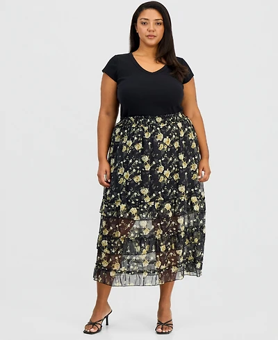 And Now This Trendy Plus Chiffon Midi Skirt, Macy's Exclusive