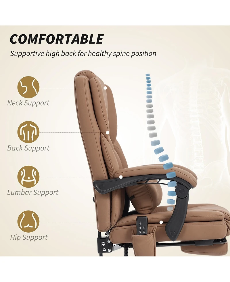 Homcom Office Chair with Massage, Reclining Desk Chair,