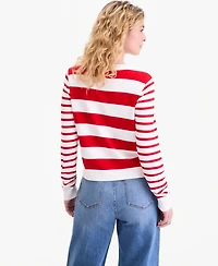 On 34th Women's Mixed-Stripe Crewneck Sweater, Macy's Exclusive