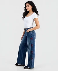 Madden Girl Women's Bow-Embroidery Ultra 90s Jeans