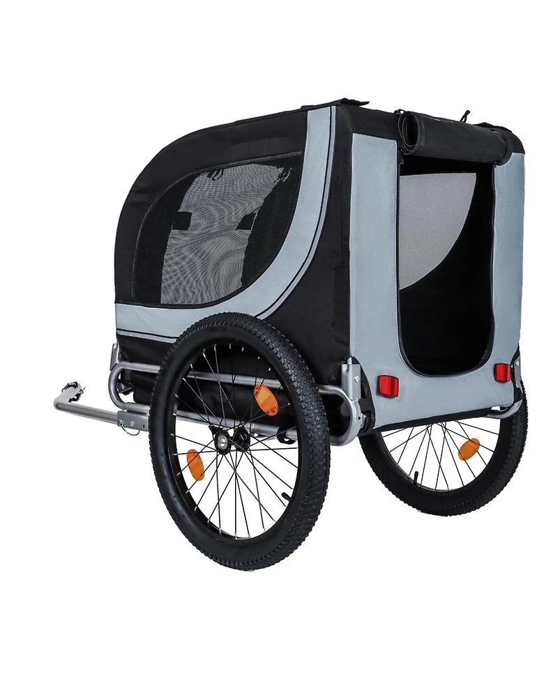 Aostirmotor Large Folding Bike Trailer for Dogs with 100LB Capacity in Grey
