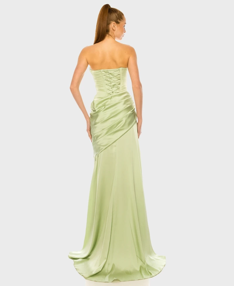 B Darlin Women's Strapless Front Drape Neck Ball Gown