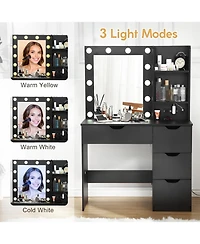 Gaomon Modern Vanity Makeup Desk Vanity Mirror Built-in Lights 4 Drawers for Bedrooms, Apartments, Easy to Assemble