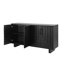 Streamdale Furniture Modern 4-door storage cabinet with ash veneer and Black finish