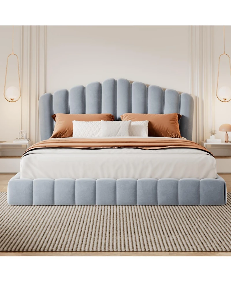 Streamdale Furniture Bed Frame with Shell-Shaped Headboard