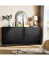 Gaomon 63" Dresser Tv Stand with 14 Fabric Drawers Built in Usb Ports Wide Multi Functional Storage Unit for 75" TVs