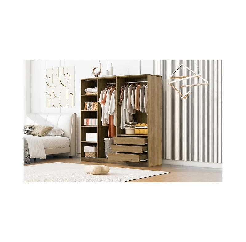 Streamdale Furniture Modern Open Wardrobe with Drawers & Shelves