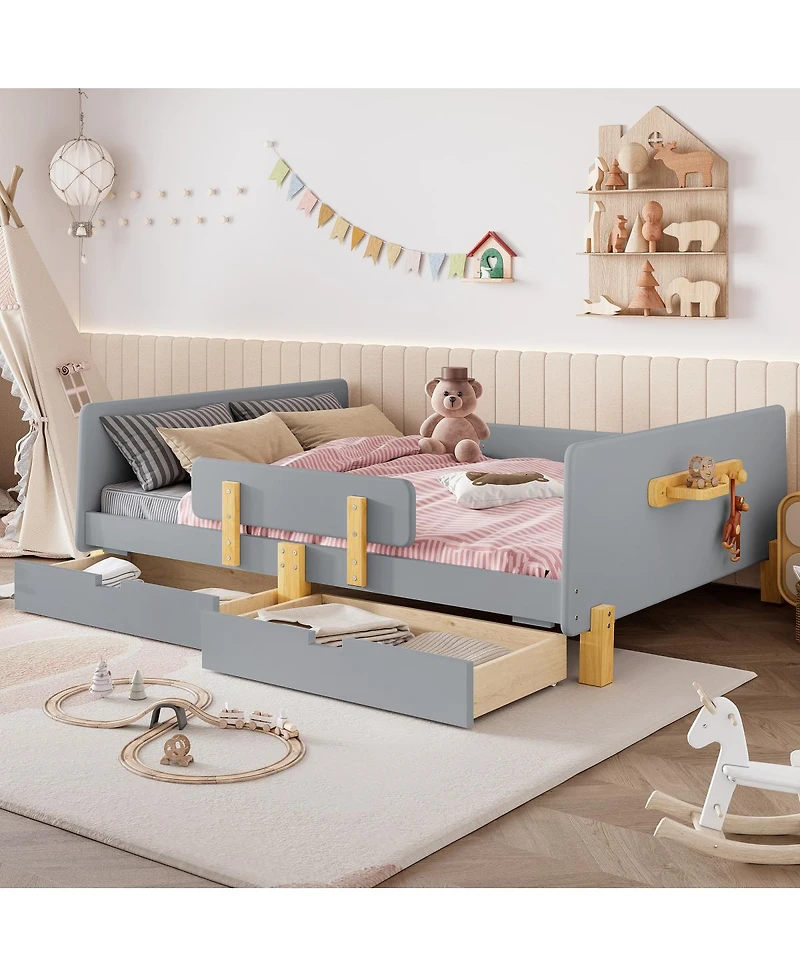 Streamdale Furniture Full Size Platform Bed with Storage, Solid Wood Frame, No Box Spring Needed