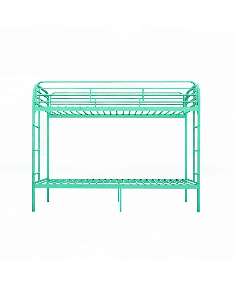 Streamdale Furniture Metal Twin Over Twin Bunk Bed with 2 Ladders & Guardrail, Easy Assemble