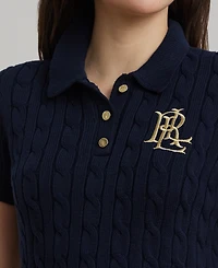 Lauren Ralph Petite Cable-Knit Polo Sweater