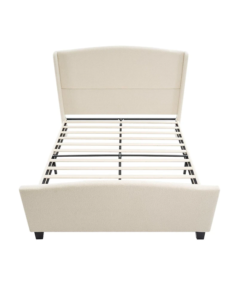 Streamdale Furniture Queen Size Teddy Velvet Upholstered Bed Frame with Headboard and Footboard