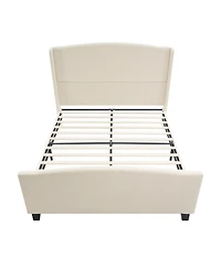 Streamdale Furniture Queen Size Teddy Velvet Upholstered Bed Frame with Headboard and Footboard