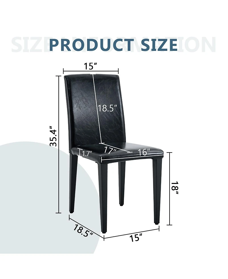 Streamdale Furniture Minimalist Pu Leather Dining Chair with Metal Legs