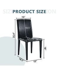 Streamdale Furniture Minimalist Pu Leather Dining Chair with Metal Legs