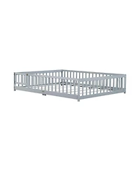 Streamdale Furniture Queen Floor Bed with Fence & Guardrails