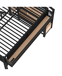 Streamdale Furniture Full Loft Bed with Storage Stairs, Shelves, Wardrobe, Usb, Led, Noise-Reduced