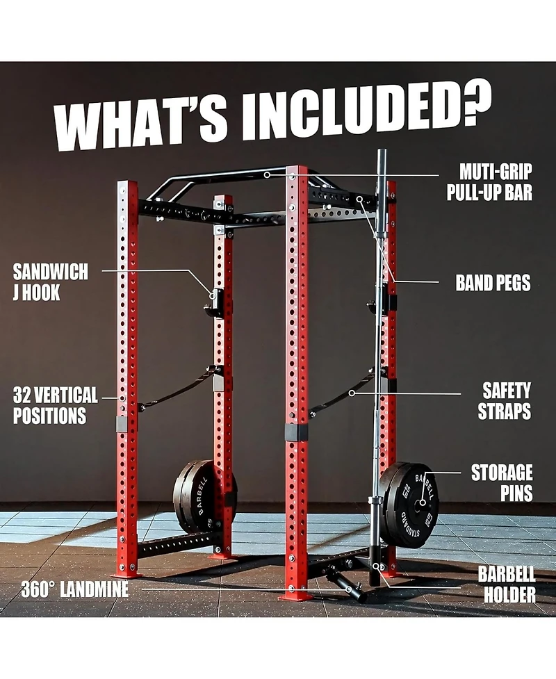 Mikolo 3"x3" Power Cage, Multi-Function Power Rack with Lat Pull Down Pulley System, 1500 lbs Weight