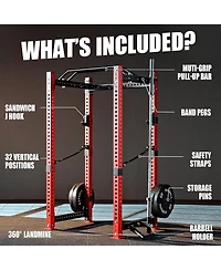 Mikolo 3"x3" Power Cage, Multi-Function Power Rack with Lat Pull Down Pulley System, 1500 lbs Weight