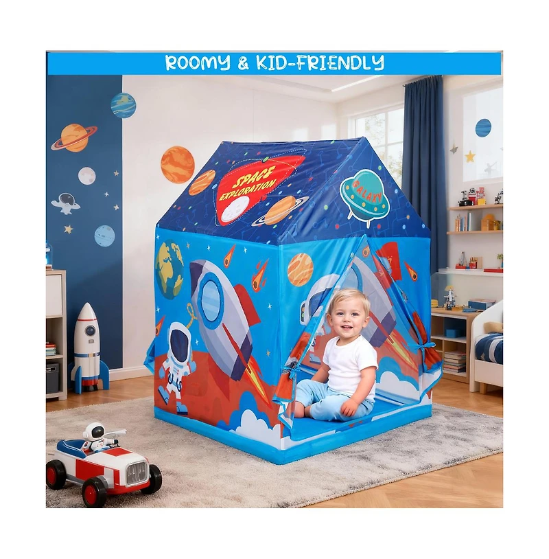 Bruce & Shark Space Themed Play Tent for Kids, Large Playhouse with Easy Setup