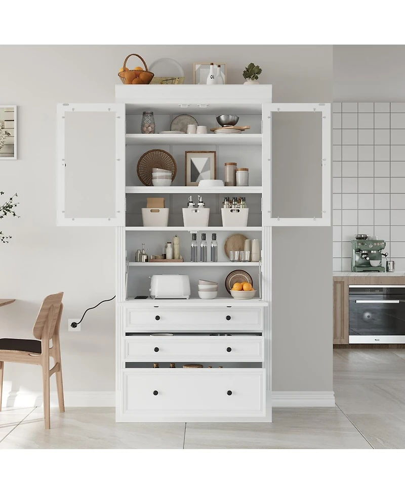 Streamdale 36x16.5x78inch Freestanding Kitchen Pantry Storage Cabinet with 3 Drawers, White