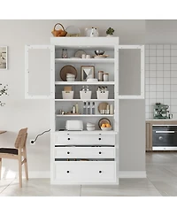 Streamdale 36x16.5x78inch Freestanding Kitchen Pantry Storage Cabinet with 3 Drawers, White