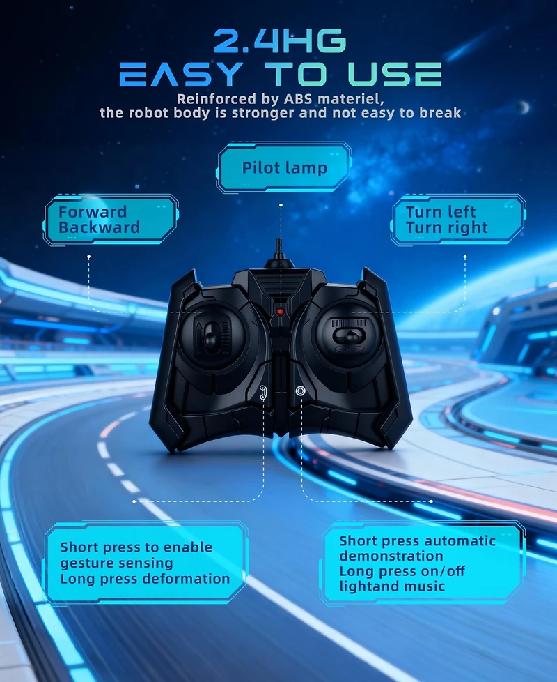 Sugift 1:18 Rc Transforming Robot Car with One-Click Deformation, 2.4GHz Led Lights, 360° Rotation & Demo Mode