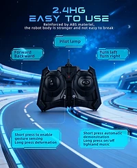 Sugift 1:18 Rc Transforming Robot Car with One-Click Deformation, 2.4GHz Led Lights, 360° Rotation & Demo Mode