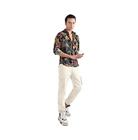 Campus Sutra Men's Multicolour Artistic Flowers Shirt