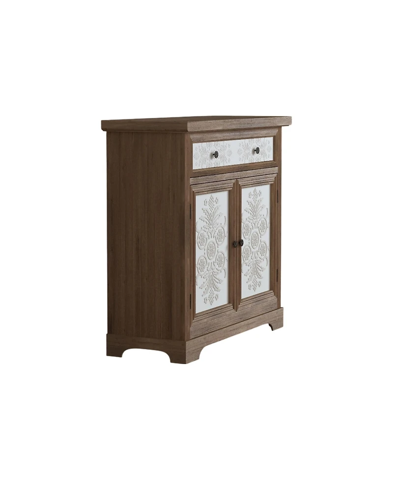 Streamdale Furniture Rustic Carved Floral Accent Cabinet