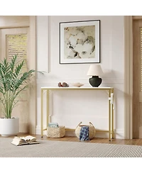 gaomon 39.4" Industrial Console Table with Usb Ports & Power Outlets - Versatile Entryway Table for Living Room, Hallway, Easy Assembly