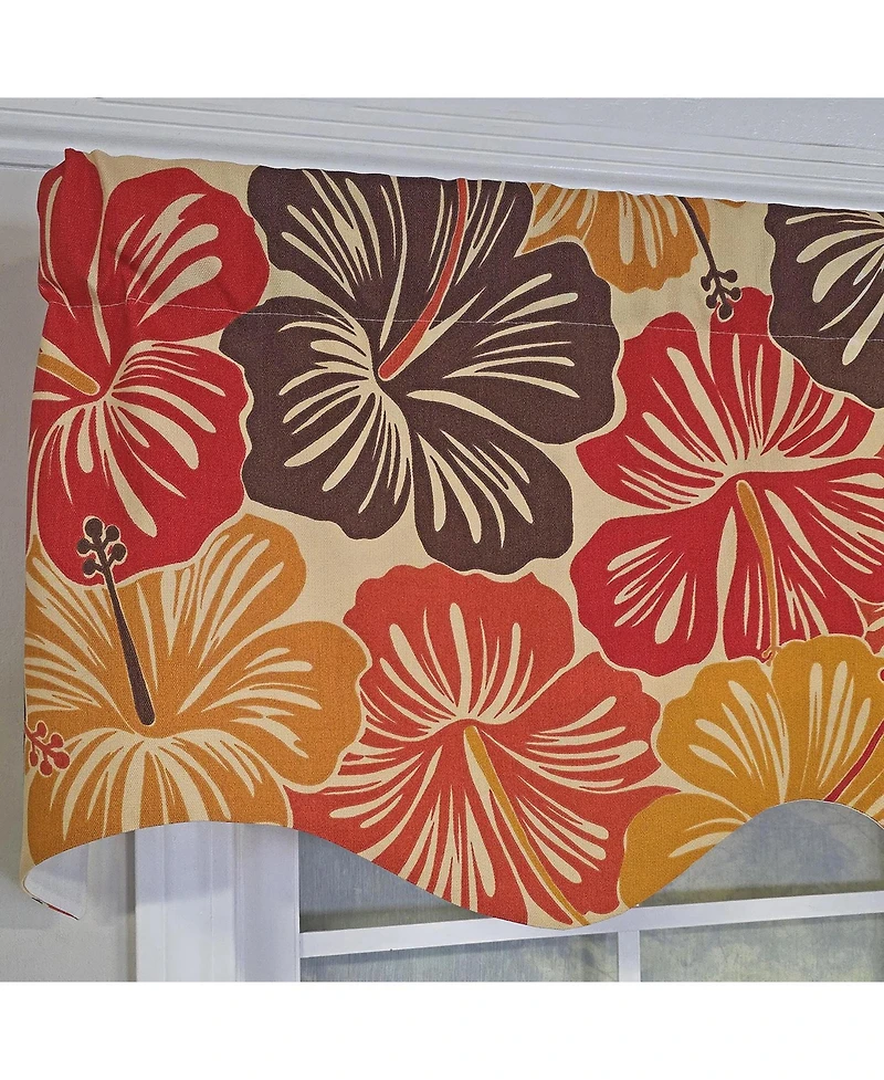 Rlf Home Wild Hibiscus Regal 100% Cotton Rod Pocket Lined Window Valance 50" x 17"