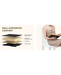 Streamdale Furniture 4-pack White Pu dining chairs, ergonomic buckle backrest, 35"H, silver legs.