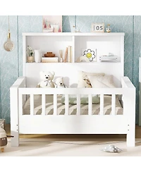 Streamdale Furniture Twin Platform Bed with Storage Headboard & Pull-Out