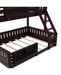 Streamdale Furniture Streamdale Twin Xl over Queen Bunk Bed with Ladder, Guardrails, Pegboard & Bookshelf, Espresso