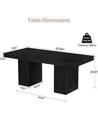 Tribesigns 63 Inch Executive Desk, Modern Office Computer Desk with Heavy Duty Double Pedestal, Large Study Writing Table Business Furniture
