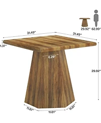 Tribesigns Square Dining Table for 4, 31.5-Inch Farmhouse Kitchen Table with Sturdy Pedestal Base for Kitchen & Dining Room & Living Room