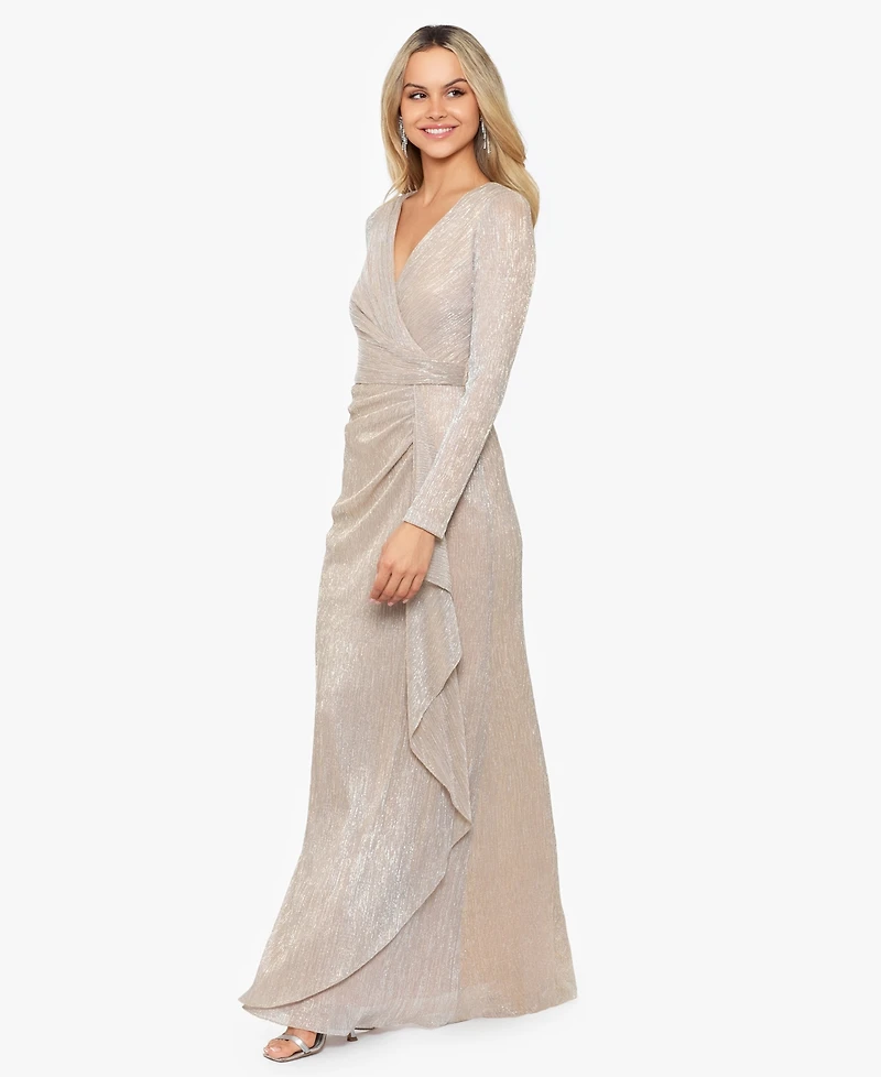 Betsy & Adam Women's Metallic Ruffled Gown