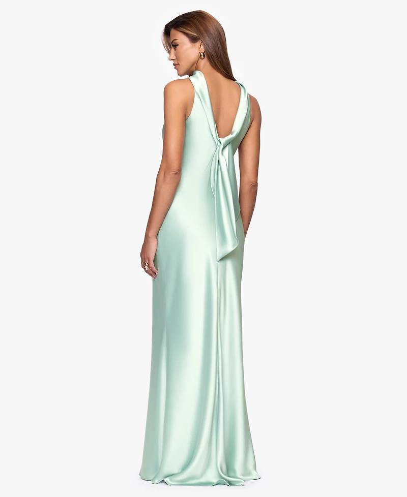 Xscape Women's Long Satin Halter Neck Ball Gown
