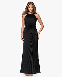 Xscape Women's Long Pleated Halter Neck Ball Gown