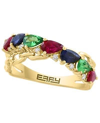 Effy Collection Multi-Gemstone (1-5/8 ct. t.w.) & Diamond (1/20 ct. t.w.) Ring in 14k Yellow Gold