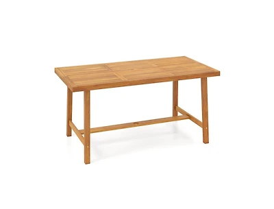 Slickblue Acacia Wood Dining Table for 6, Heavy-Duty Indoor Outdoor