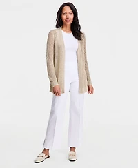 Jm Collection Women's Lurex Open-Work Open-Front Cardigan, Macy's Exclusive
