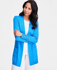 Jm Collection Women's Button-Sleeve Flyaway Cardigan Sweater